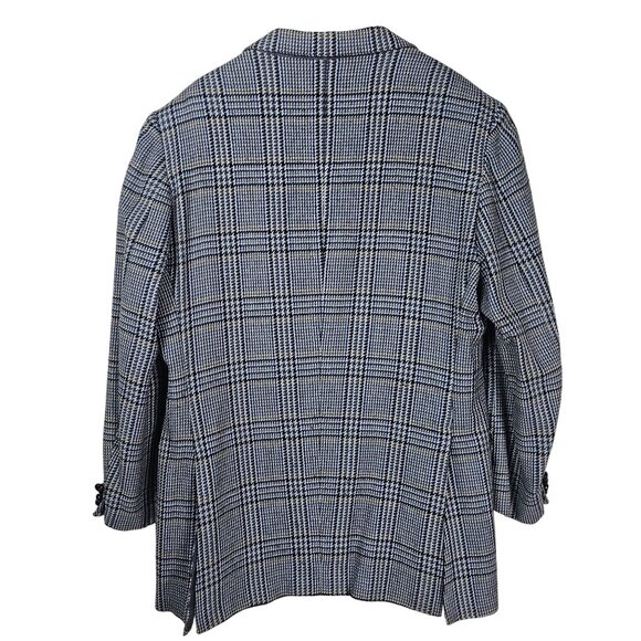 VTG 70s Chester Barrie Houndstooth Cashmere Blazer Sz 42S Blue Gray Quiet Luxury - Picture 2 of 16